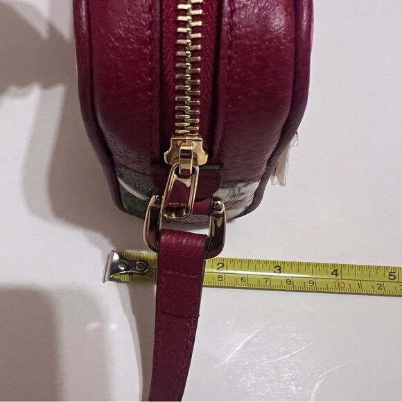 Gucci Ophidia Red Flora Small Camera Leather Canvas Flower Handbag Bag Italy - Picture 6 of 11